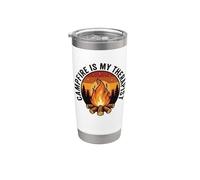 Campfire Is My Therapist Vintage Camping Humor Al Aire Libre Vaso térmico de acero inoxidable de doble pared