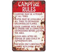 Campfire Warning Do Not Leave Alone Retro Tin Sign Outdoor Camping Decor for Patio Deck Bar 8 X 12 in