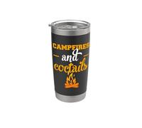 Campfires And Coctails Camping Camper Adventure Nature Lover Vaso térmico de acero inoxidable de doble pared