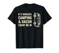 Camping and Bacon Cuenta Conmigo en un Divertido diseño de Autocaravana Camiseta