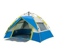 Camping Automatic Tents Family Outdoor Tourist Tent 4 Seasons Waterproof 3-4 People Travel Sun Beach Protection(Blue 4 Person)