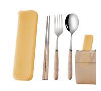 Camping Besteck Set - Edelstahl 3 Teilig 18,5 cm | Reiseutensilien Mit Aufbewahrungsetui | Gabel Löffel Stäbchen Set Für Picknick Haushalt Reisen Universität Büro Alltag