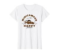 Camping-Camper Divertidos Caravana Microcamper Minicamper Camiseta gráfica económica, Mujer, Blanco, L