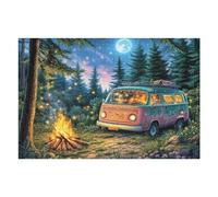 Camping-Car Forêt au Clair de Lune Nature Sauvage Rural Campagne Confortable Puzzle 1000 Piezas para Adultos Divertido Estimulante Y Relajante Ideal para Aficionados A Puzzles 1000 PCS（75x50cm）