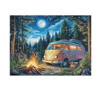 Camping-Car Forêt au Clair de Lune Nature Sauvage Rural Campagne Confortable Puzzle 500 Piezas para Adultos Agradable Divertido Y Creativo Hobby Y Ocio En Casa 500 PCS（52×38cm）