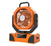 Camping Comfort Ventilador de refrigeración recargable para tienda de campaña con amplias características, incluyendo control remoto y ángulos ajustables (naranja)