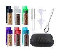 Camping Condiments Kit - Refillable Condiment Set, Mini Seasoning Containers with Spoon and Funnel, Portable Organizer, BBQ Travel Set, RV Kitchen Accessories for Outdoor Cooking Backpacking Hiking