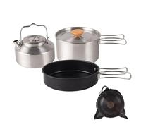 Camping Cooking Gear - Backpacking Cooking Set | 3 Pieces Non-Stick Stainless Steel Pots with Storage Bag, Outdoor Kitchen Cookware for Home Picnic Travel Adventure Scout Beginner