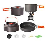Camping Cooking Set, 3 Pieces Picnic Cookware Nonstick Pot Pan Kettle, Stackable Lightweight Outdoor Cookware Kit, Compact Gear for RV Travel, Backpacking, Dorm, Tailgating, Adventures