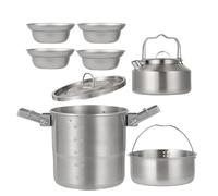 Camping Cooking Set Camping Cook Pot Set Survival Gear Adults Family Outdoor Travel Hiking Picnic Backyard Adventure Portable Style Practical Daily Accessory Reliable Solution for Camp Kitchen