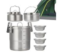 Camping Cooking Set, Cook Pot, Portable Outdoor Cookware Kit, Lightweight Survival Gear, Compact Meal Prep Equipment for Adults Family Travel Hiking Picnic Backyard Adventure