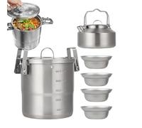 Camping Cooking Set, Cook Pot, Portable Outdoor Cookware Kit, Lightweight Survival Gear, Compact Meal Prep Equipment for Adults Family Travel Hiking Picnic Backyard Adventure