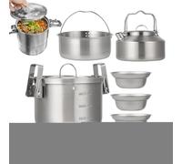 Camping Cooking Set, Lightweight Cook Pot Kit to Outdoor Survival, Portable Cookware at Adults and Family, Perfect for Hiking, Travel, Picnic, Backyard, Adventure Gear, Color Silver