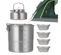 Camping Cooking Set, Outdoor Cook Pot Kit, Compact Design and Heat Resistant Handles, Survival Gear Essentials for Adults, Family, Travel, Hiking, Picnic, Backyard Adventure