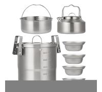 Camping Cooking Set, Outdoor Cook Pot Kit, Portable Survival Gear, Lightweight and Strong Design, Compact Ideal para adultos, familia, Hiking, Travel, Picnic, Backyard Adventures
