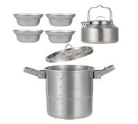 Camping Cooking Set, Portable Cook Pot Set for Outdoor Cooking, Stainless Steel Survival Gear for Adults and Family, Ideal for Travel, Hiking, Picnic, and Backyard Adventures