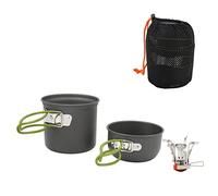 Camping Cooking Set, Portable Outdoor Cookware Set with 3000W High Efficiency Stove, Aluminum Food Grade Pots for Backpacking Hiking and Emergency Use (Mango verde)