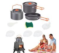 Camping Cooking Set, Portable Tea Pot and Pan, Outdoor Non Stick Camping Kitchen Cookware, Lightweight Travel Kit Compact Versatile Ideal for Picnic, Hiking, Fishing