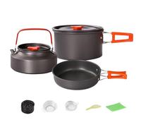 Camping Cookware 3 Piece Set, Nonstick Portable Pot Pan and Kettle, Perfect for Outdoor Hiking Travel RV Dorm Survival Tailgating and Picnic Cooking, Great for Quick Meal Prep