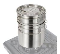 Camping Cookware, Backpacking Cooking Set, 4.21x3.82 inches Rust-Resistant Stainless Build, Foldable Handles, Compact Folding Survival Tool for Picnic Travel Outdoor Adventure
