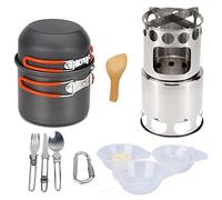 Camping Cookware Mess Kit Portable Outdoor Cooking Set Aluminum with Stove Non-Stick Pot for Camping Hiking
