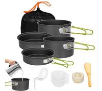 Camping Cookware Set - Pots and Pans Portable Non-Stick | Outdoor Camping Pots For 2 To 3 People For Picnic Kitchen Hiking Backpacking Travel, Lightweight Aluminum Alloy Cookware With Large Small Fr