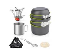 Camping Cookware Set with Folding Camping Stove Lightweight Pot Pan Set with Stainless Steel Cup & Fork Spoon for Outdoors Cooking Camping Hiking Pic