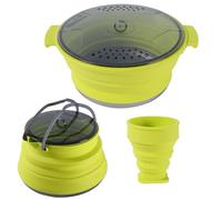 Camping Cookware Sets - 8.66inch Outdoor Folding Cookware | Silicone Stainless Steel Pot Kettle Cup - Portable 3-Piece Set for Hiking Trekking Travel Backpacking and Adventure Cooking