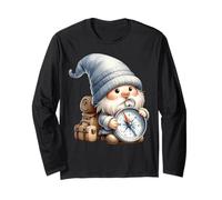 Camping Dad Gnome Graphic With Compass For Hiking Lovers Manga Larga