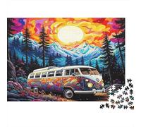 Camping de Furgoneta psicodélica Puzzle 1000p Adultos Y Ni?os Muy Difícil Puzzle Muy Difícil Mejor Valorados Entrenamiento De Concentración Cartón Premium 38x26cm/1000pcs