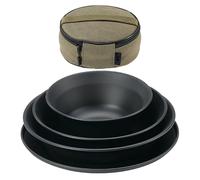 Camping Dinnerware Set, Camping Dishes Stainless Steel Plates, Flatware Heat-Resistant with Canvas Storage Bag, Easy-to-Clean, Great for Picnic, Backpacking, and Outdoor Dining