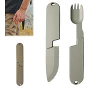 Camping Eating Utensils Set, 2 in 1 Camping Eating Utensils Set, Detachable Pocket Wilderness Stainless SteelFork and Spoon Tool, Practical Tableware for Travel, Hiking (1 set)