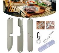 Camping Eating Utensils Set, Kopak Utensil Set, 2 in 1 Camping Eating Utensils Set, Detachable Pocket Wilderness Fork and Spoon Tool, Practical Tableware for Travel, Hiking, Wilderness (1 set)