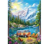 Camping en camping-car au bord du lac de montagne Puzzle 500 Piezas Cartón Blanco Premium Para Expertos Mitos fantásticos Cuento De Hadas Vacaciones Fines Semana Hobby Y Ocio Regalo Navideño Calidad P