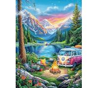 Camping en Camping-Car Dans le paysage montagneux Puzzle 1000 Piezas Cartón Grueso para Adultos Y Adolescentes Animal Cuento de Hadas fantástico Calmar La Mente Entretenimiento Casero