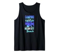 Camping es mi Terapia Ocean City Beach Familia Camping Viaje Camiseta sin Mangas