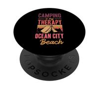 Camping es mi Terapia Ocean City Beach Familia Camping Viaje PopSockets PopGrip Adhesivo