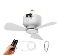 Camping Fan with LED Light and Remote, 4-Speed Quiet Ventilator for Outdoor Use, Recargable Hanging Fan for Beach, Festival, Garden, Picnic, Patio, Boat, Balcony, Car, Porch, Truck, Backyard, Home