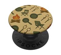 Camping Fire Pit Marshmallow Cast Iron Pattern PopSockets PopGrip Adhesivo