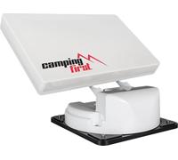 Camping First Satmex Flat 2 - Antena de Camping Totalmente automática (Antena satelital, para 2 televisores/receptores, para Caravana y Autocaravana, función Skew) - Blanco