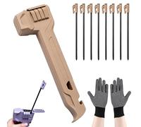 Camping Hammer with 8 Pegs, Camping Stakes, Campings Mallet for Tent Stakes, Multifunctional Mallet, Stake Puller & Storage, No Separate Bag Needed for Tent, Tarp, Campings (Brown)
