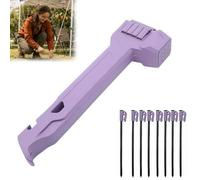Camping Hammer With 8 Pegs, Tent Stake Driver With Peg Puller, Heavy Duty Tent Mallet, With Anti-Loss Storage Compartment, Includes 8 Steel Stakes, For Outdoor Hiking Camping Backpacking (Purple)