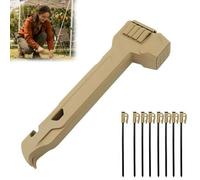 Camping Hammer With 8 Pegs, Tent Stake Driver With Peg Puller, Heavy Duty Tent Mallet, With Anti-Loss Storage Compartment, Includes 8 Steel Stakes, For Outdoor Hiking Camping Backpacking (Khaki)
