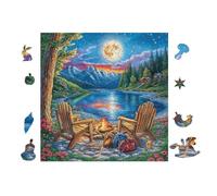 Camping Junto al Lago Puzzle 100 Piezas Papel Principiantes Desarrollo Habilidades Estimulación Cerebral Juego Compartir 28x28cm
