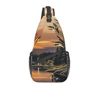 Camping Lake Winter Snowman Sling Bag, Mochila de Hombro Paquete de Pecho Causal Crossbody Daypack para Mujeres Hombres Senderismo Viajes