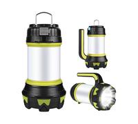 Camping Lantern, USB Rechargeable LED Camping Light Dimmable IP65 Waterproof Multifunction Camping Flashlight Portable Magnet Hanging Power Bank(Green