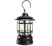 Camping Lights For Tents,Rechargeable Camping Led Retro Water Resistant Lantern,Two Level Light Source,Outdoor Ambient Lighting, For Courtyard/Tent/Camping/Power Cuts, HUANGHAIQIU, Black