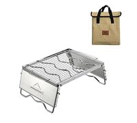 camping moon Campingmoon - Parrilla portátil de acero inoxidable 304 con rejilla de cocina, patas de parabrisas y bolsa de transporte MS -1018-SW