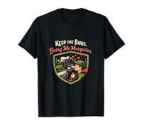 Camping Mountain Badge Mosquito Kissing Camper Camiseta