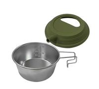 Camping Mug - Taza de acero inoxidable, Backpacking Coffee Cup, Folding Handle With Silicone Lid | Portable Kettle Design, Stainless Steel Mug, Camping Coffee Cup For Travel, Hiking Trips, Cooking